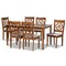 Baxton Studio Renaud Modern and Contemporary Grey Fabric and Walnut Brown Finished Wood 7-Piece Dining Set 176-10543-10520-Zoro - alternate 1